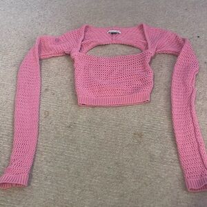 American Eagle pink crochet long sleeve bolero tube top Size XS
